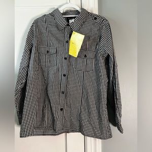Denim & Co Gingham long sleeve button down 100% cotton shirt